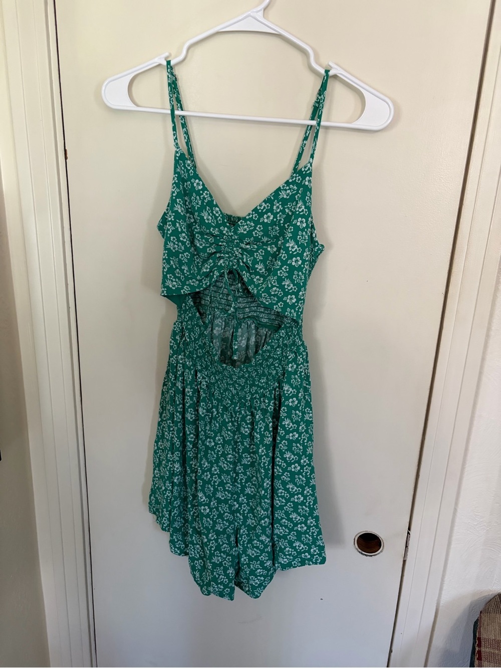 Hollister Teal Green Floral Tie-Front Romper